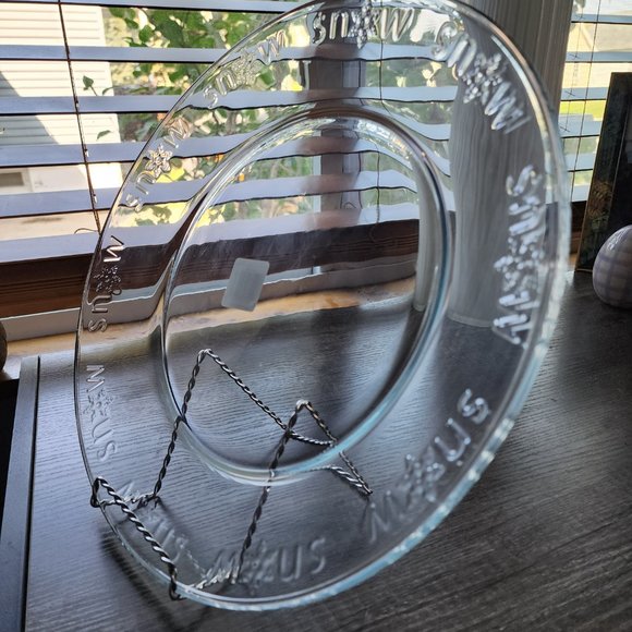 ANCHOR HOCKING Glass 13" Place that has SNOW around rim. NWT - Picture 5 of 7